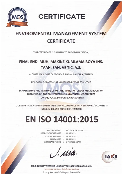 EN ISO 14001:2015 — Çevre Yönetim Sistemi belge taraması