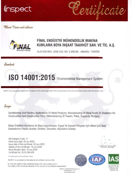 ISO 14001:2015 — Çevre Yönetim Sistemi belge taraması