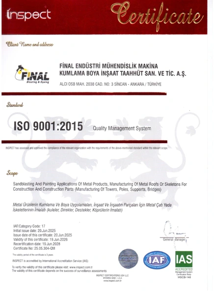 ISO 9001:2015 — Kalite Yönetim Sistemi belge taraması