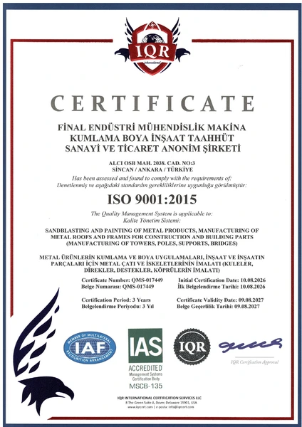 ISO 9001:2015 — Kalite Yönetim Sistemi belge taraması